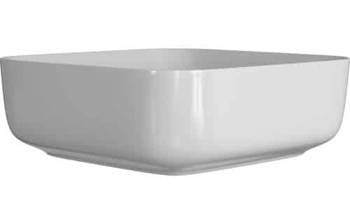 Luxey 400mm Ceramic Square Washbowl & Waste - Matt White - Image 2