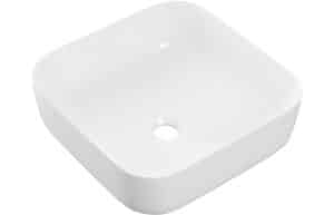 Luxey 400mm Ceramic Square Washbowl & Waste - Matt White
