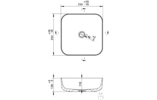 Luxey 400mm Ceramic Square Washbowl & Waste - Matt White - Image 5