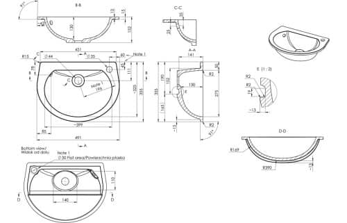 Space Saver 490x355mm 1TH Semi Recessed Basin - Image 3