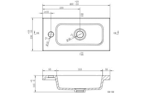 Slim 450mm 1TH Inset Basin - Image 3
