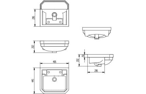 Sherbourne 500x450mm 2TH Semi Recessed Basin - Image 3