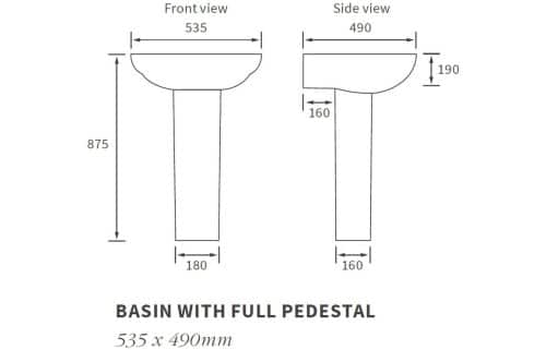 Mimosa 535x490mm 1TH Basin & Full Pedestal - Image 4
