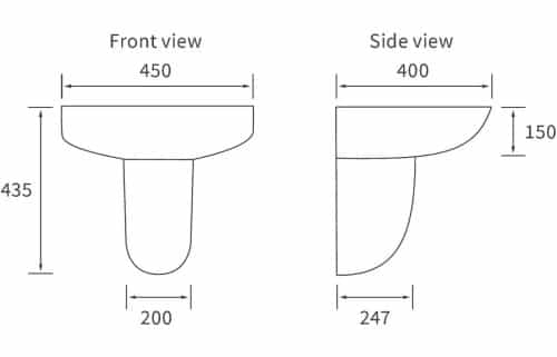 Tuscany 450x400mm 1TH Basin & Semi Pedestal - Image 4