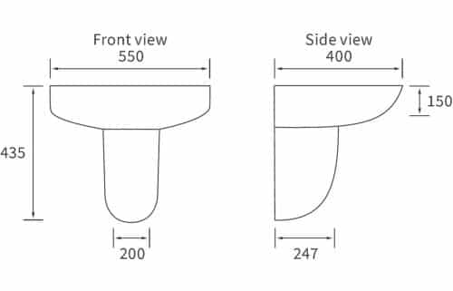 Tuscany 550x400mm 1TH Basin & Semi Pedestal - Image 4