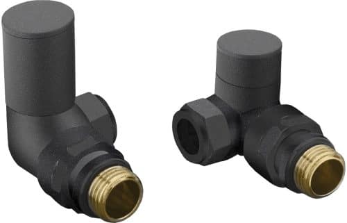 Patterned Anthracite Radiator Valves - Corner