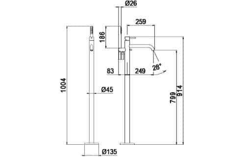 Vema Maira Floor Standing Bath Filler - Matt Black - Image 5