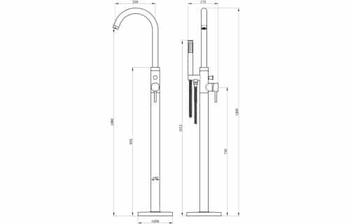 Sopra Floor Standing Bath Shower Mixer - Image 3