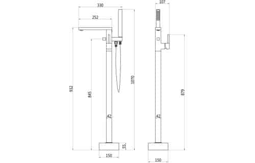 Zacara Freestanding Bath Shower Mixer - Image 3