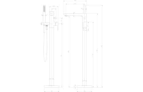 Berio Floor Standing Bath/Shower Mixer - Matt Black - Image 3