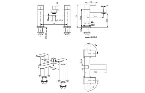 Vema Lys Deck Mounted Bath/Shower Mixer - Chrome - Image 2