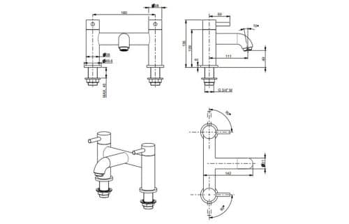 Vema Maira Deck Mounted Bath Filler - Chrome - Image 2