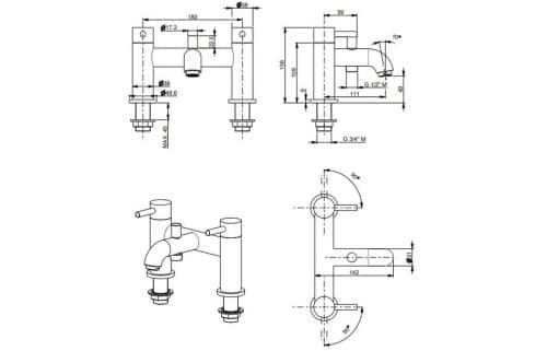 Vema Maira Deck Mounted Bath/Shower Mixer - Black - Image 2