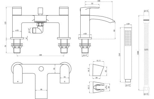Vesso Bath Shower Mixer - Image 3