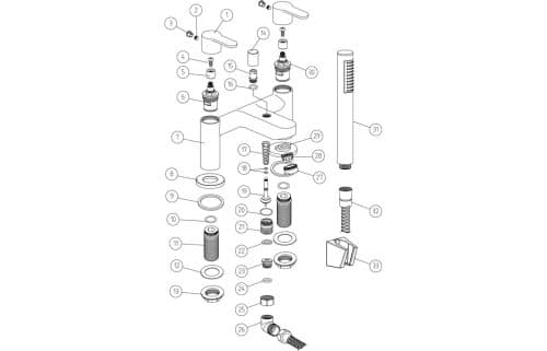 Abano Bath Shower Mixer with Shower Kit - Image 2