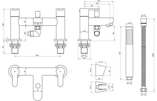Abano Bath Shower Mixer with Shower Kit - Image 3