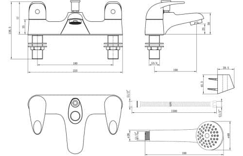 Nerola Low Pressure Bath/Shower Mixer - Image 3