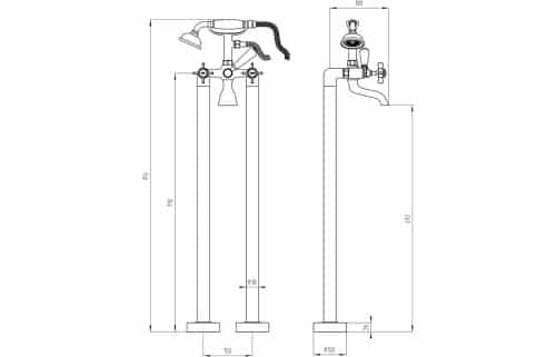 Bordon Freestanding Bath Shower Mixer - Image 3
