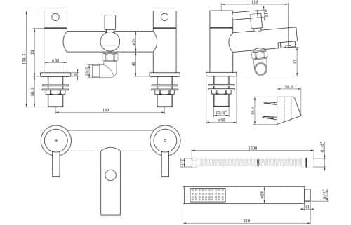 Liscia Bath/Shower Mixer w/Bracket - Image 3