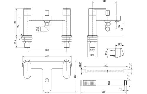 Santo Bath/Shower Mixer w/Bracket - Image 3
