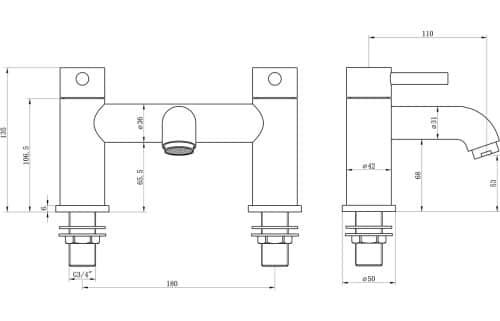 Pescara Bath Filler - Brushed Brass - Image 3
