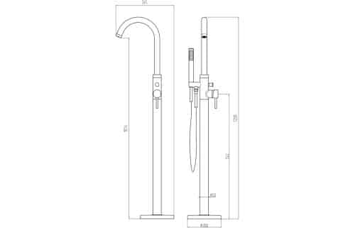 Pescara Floor Standing Bath/Shower Mixer - Brushed Brass - Image 3