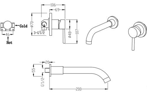Primo Wall Mounted Basin Mixer - Image 2