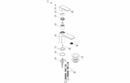 Berio Cloakroom Basin Mixer & Click Clack - Chrome - Image 2