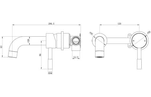 Sopra Wall Mounted Basin Mixer - Image 3