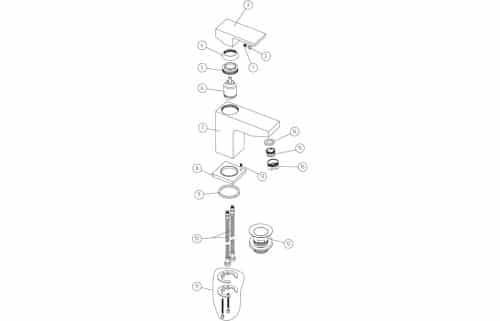 Ponza Basin Mixer w/Click-Clack Waste - Image 2