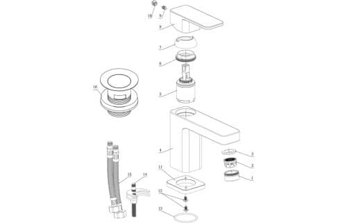Adria Cloakroom Basin Mixer w/Click-Clack Waste - Image 2