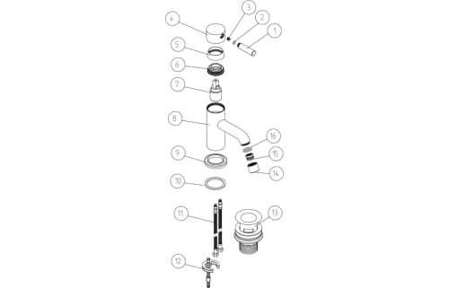 Pescara Cloakroom Basin Mixer w/Click-Clack Waste - Chrome - Image 2
