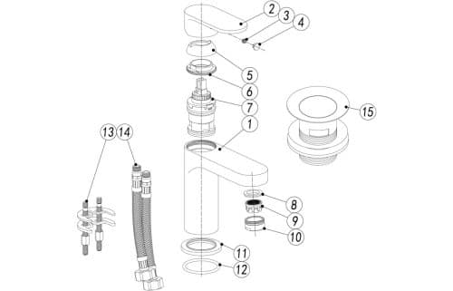 Santo Basin Mixer w/Click-Clack Waste - Image 2