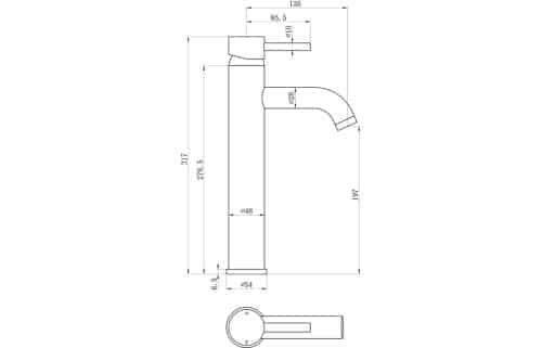 Pescara Mono Tall Basin Tap - Brushed Brass - Image 3