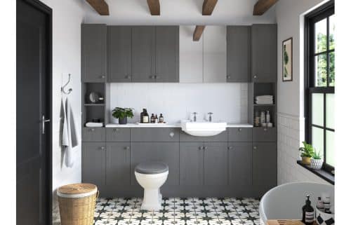 Benita 500mm 2 Door Basin Unit - Grey Ash - Image 2