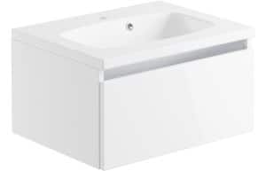 Carino 600mm 1 Drawer Wall Hung Unit & Basin - White Gloss