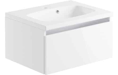 Carino 600mm 1 Drawer Wall Hung Unit & Basin - White Gloss