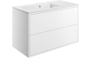 Perla 900mm 2 Drawer Wall Hung Basin Unit Inc. Basin - Matt White