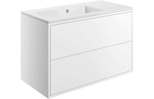 Perla 900mm 2 Drawer Wall Hung Basin Unit Inc. Basin - Matt White