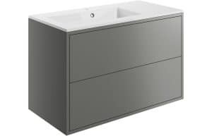 Perla 900mm 2 Drawer Wall Hung Basin Unit Inc. Basin - Matt Grey