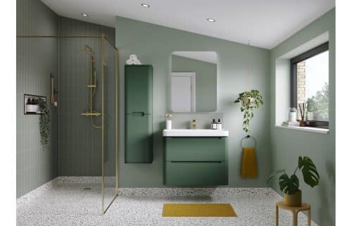Lambra 350mm 2 Door Wall Hung Tall Unit - Matt Sage Green - Image 2