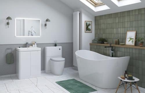 Lambra 500mm 2 Drawer Wall Hung Cloakroom Basin Unit - White Gloss - Image 2