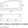 Kismet Space Saving 1700x740 RH Bath & Legs - Image 2