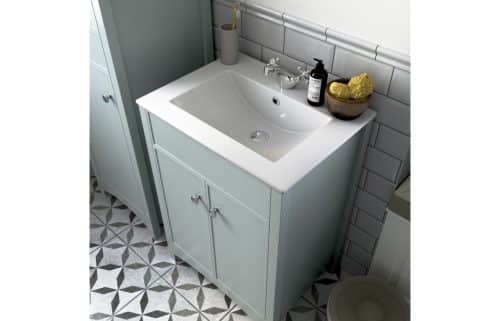 Lucia 610mm Basin Unit w/Basin - Sea Green Ash - Image 3