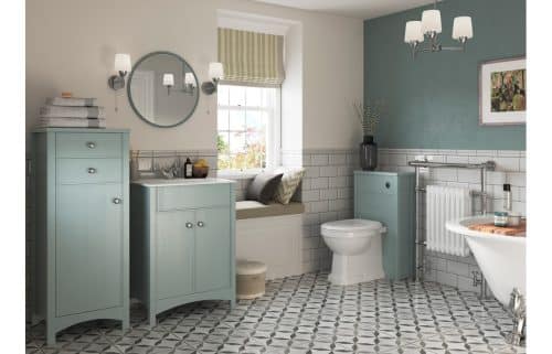 Lucia 610mm Basin Unit w/Basin - Sea Green Ash - Image 2