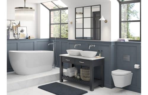 Manhattan 600mm Floor Standing Basin Unit (No Top) - Matt Indigo Grey - Image 2