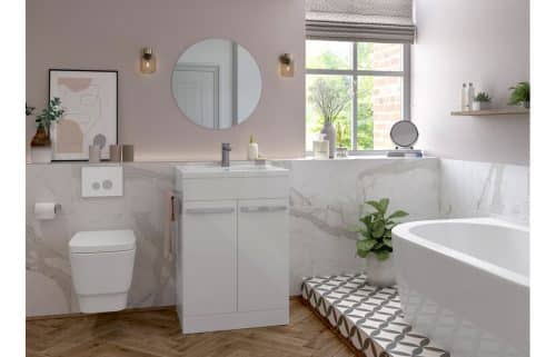 Morina 600mm Floor Standing Basin Unit (No Top) - White Gloss - Image 2