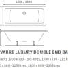 Navarre Square 1700x800 Double Ended Bath & Legs - Image 2