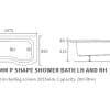 Ora P Shape 1700x850 RH Shower Bath Pack - Image 2