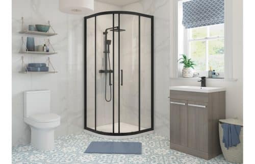 Classix Framed Black 900mm 2 Door Quadrant
